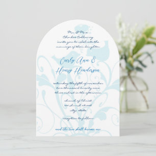 Blue Love Birds with Coral Wedding Invitation