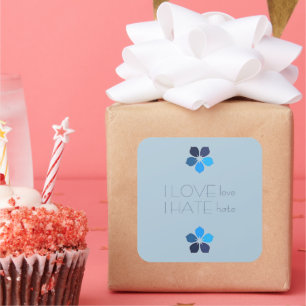 Blue love hate flower stickers