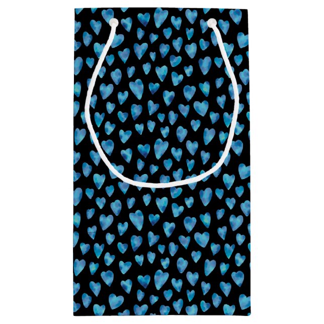 Blue Love Heart pattern Small Gift Bag (Back)