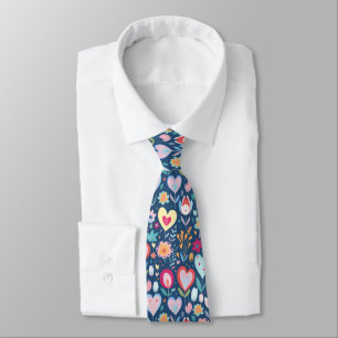 Blue Love Heart Pattern Sweetheart  Tie