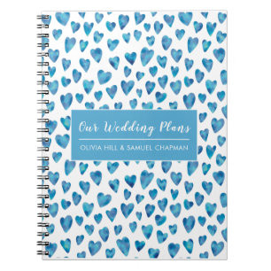 Blue Love Heart Wedding Plans Notebook