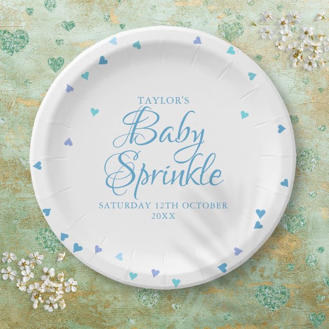 Blue Love Hearts Baby Boy Sprinkle Shower Paper Plate (Blue Love Hearts Baby Boy Sprinkle Shower Paper Plates)