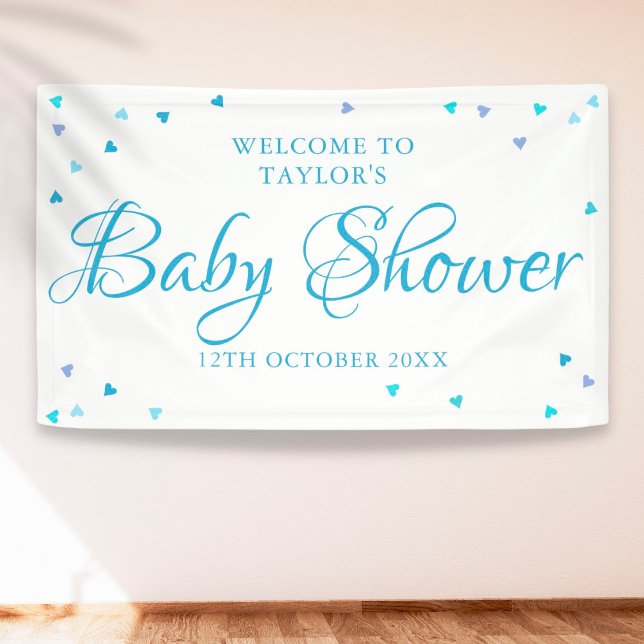 Blue Love Hearts Baby Shower / Sprinkle Welcome Banner (Creator Uploaded)