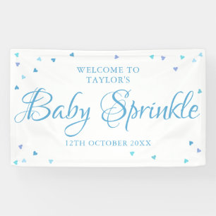 Blue Love Hearts Baby Sprinkle / Shower Welcome Banner