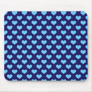Blue Love Hearts Mouse Pad