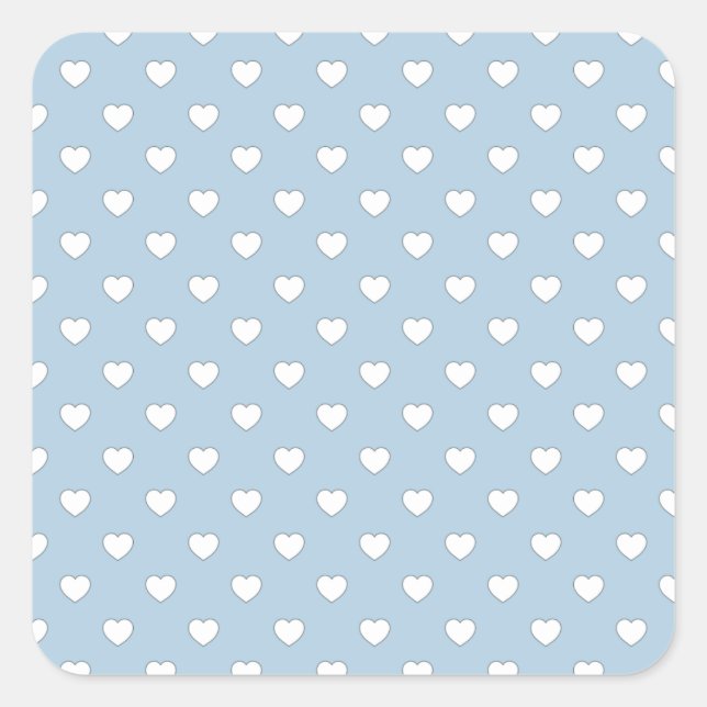 Blue Love Hearts Square Sticker (Front)