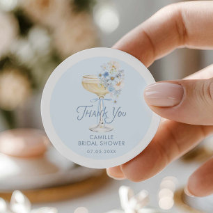 Blue Love in Bloom Bridal Shower Thank You Classic Round Sticker