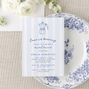  Blue Love is Brewing Coffee Bridal Brunch Invitation
