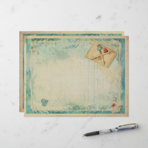 Blue Love Letter Vintage Ephemera No1 Custom Letterhead