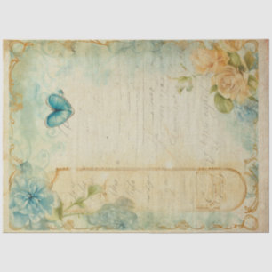 Blue Love Letter Vintage Ephemera No2 Tissue Paper