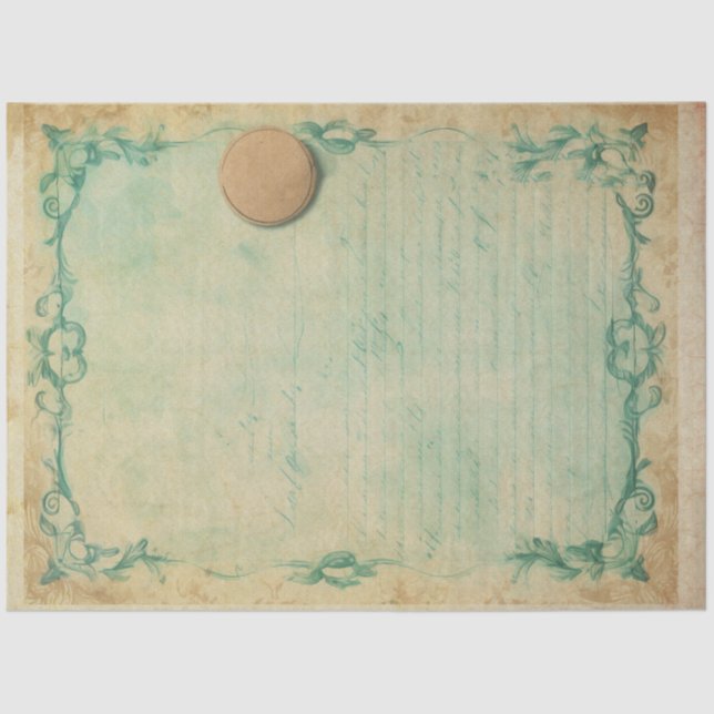 Blue Love Letter Vintage Ephemera No3 Tissue Paper (Front)