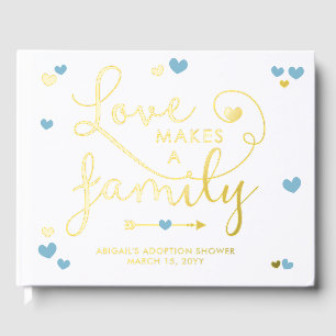 Blue Love Makes A Family Boy Adoption Shower Guest Book