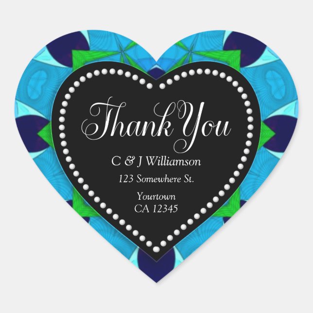 Blue Love Thank You Heart Heart Sticker (Front)