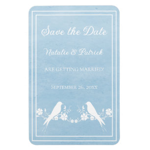 Blue Lovebird Floral Save the Date Magnet