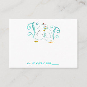 Blue Lovebirds & Blossoms Place Cards