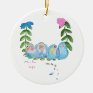 Blue lovebirds Christmas Ornament