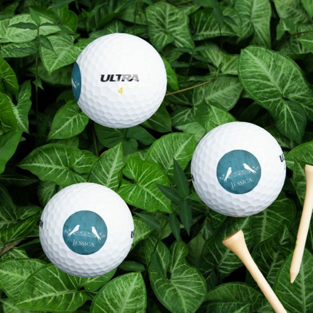 Blue Lovebirds Floral Vine Golf Balls (Blue Lovebirds Floral Vine Golf Balls)