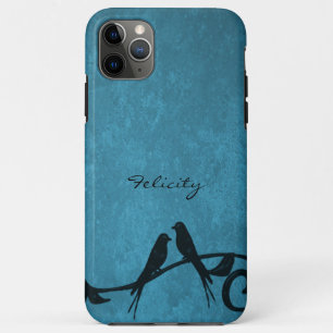Blue Lovebirds Personalised iPhone Case