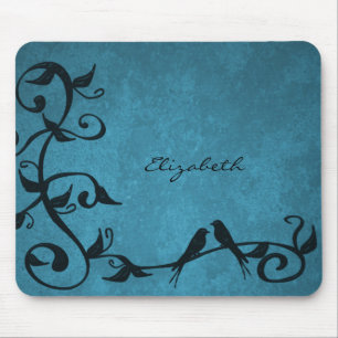 Blue Lovebirds Personalised Mouse Pad