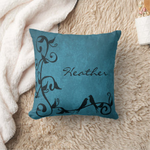 Blue Lovebirds Personalised Throw Pillow