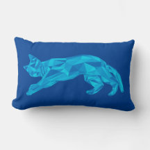 Blue Lowpoly Sprawled Cat