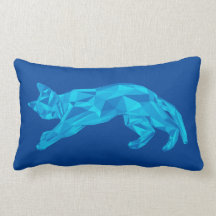 Blue Lowpoly Sprawled Cat