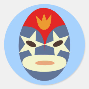 Blue Lucha Libre Mask Classic Round Sticker
