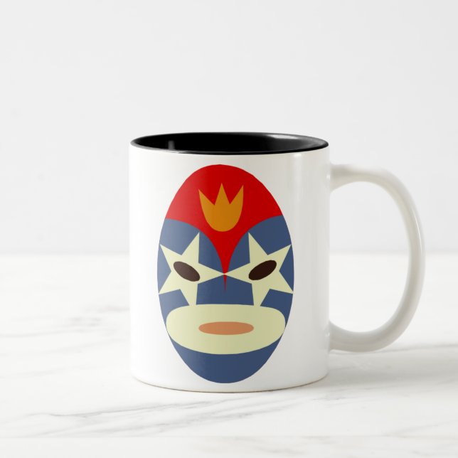 Blue Lucha Libre Mask Two-Tone Coffee Mug (Right)