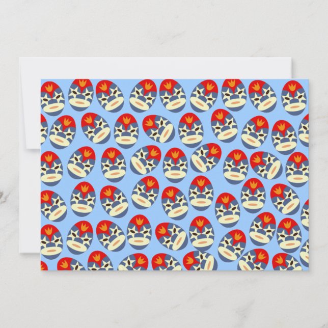 Blue Lucha Libre Masks Invitation (Front)
