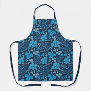 Blue Lucky Shamrocks Clover St. Patrick`s Day Apron