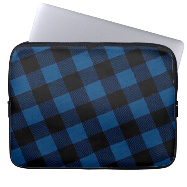 Blue Lumberjack Plaid Laptop Sleeve (Front)