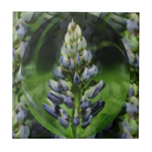 Blue Lupine Flower Abstract Art Tile
