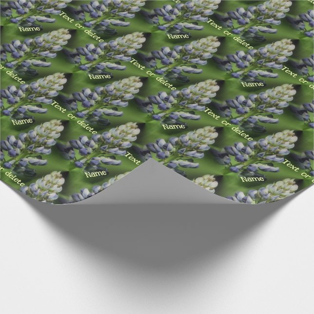 Blue Lupine Flower Nature Personalised Wrapping Paper (Corner)