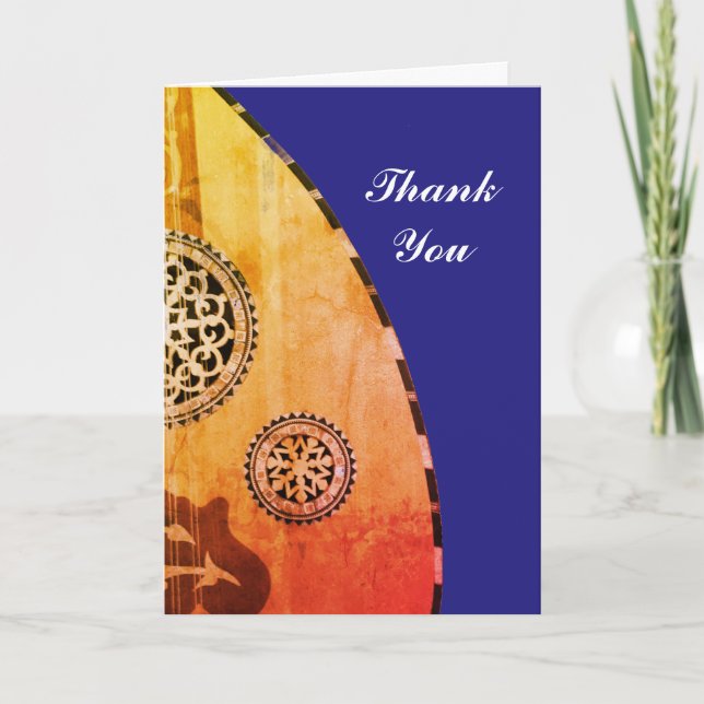Blue Lute Egyptian Oud Thank You Holiday Card (Front)