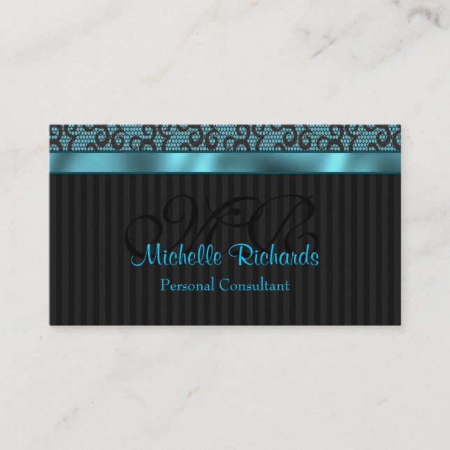 Blue Luxury Lace Business Card (Front)
