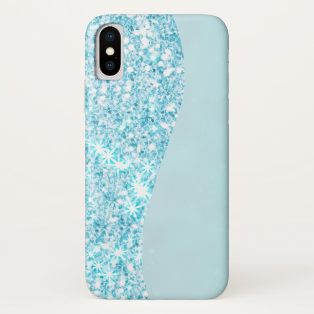 Blue Luxury Modern gradient galaxy glitter star Case-Mate iPhone Case (Back)