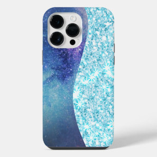 Blue Luxury Modern gradient galaxy glitter star iPhone 14 Pro Max Case