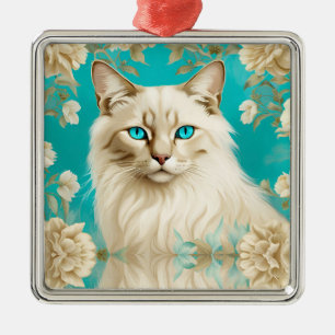 Blue Lynx Point Siamese Portrait Art Metal Ornament