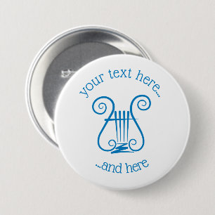 Blue Lyre 7.5 Cm Round Badge