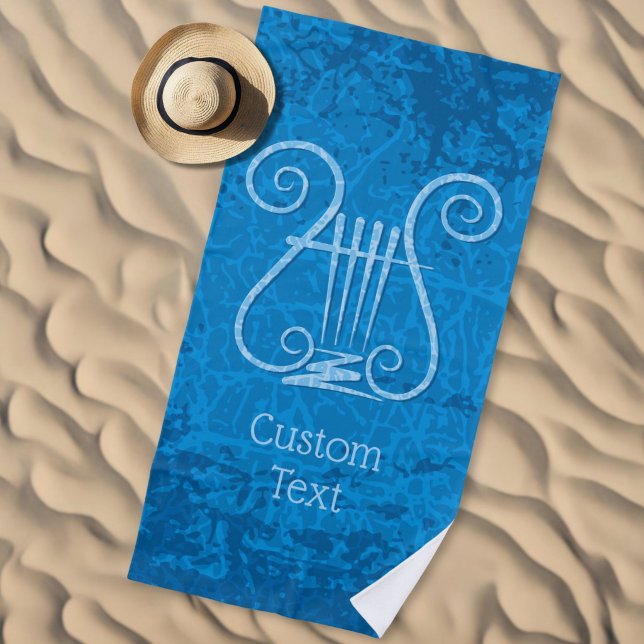Blue Lyre Background Beach Towel (Creator Uploaded)