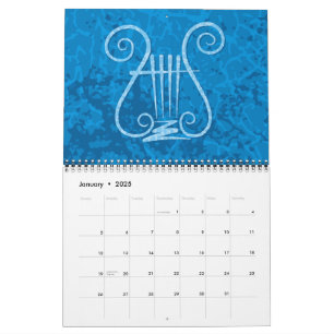 Blue Lyre Background Calendar