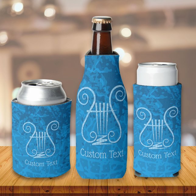 Blue Lyre Background Can Cooler (Creator Uploaded)