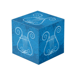 Blue Lyre Background Cube