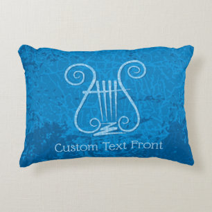 Blue Lyre Background Decorative Cushion