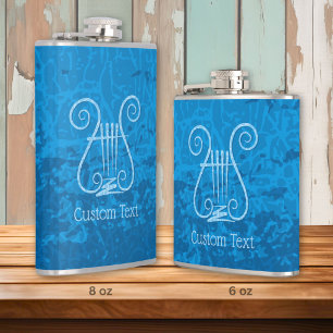 Blue Lyre Background Hip Flask