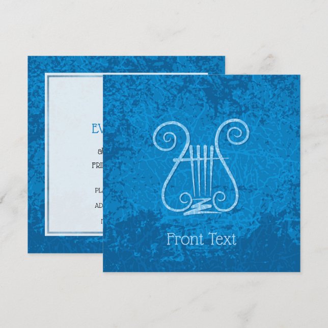 Blue Lyre Background Invitation (Front/Back)