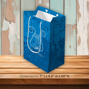 Blue Lyre Background Medium Gift Bag