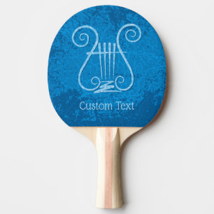 Blue Lyre Background Ping Pong Paddle