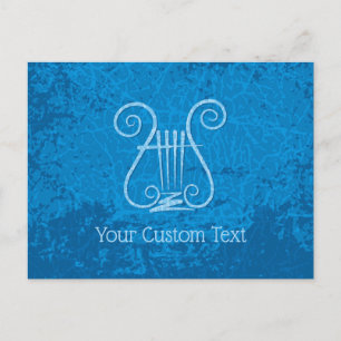 Blue Lyre Background Postcard