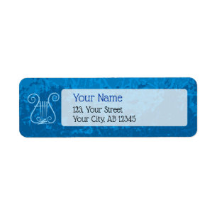 Blue Lyre Background Return Address Label